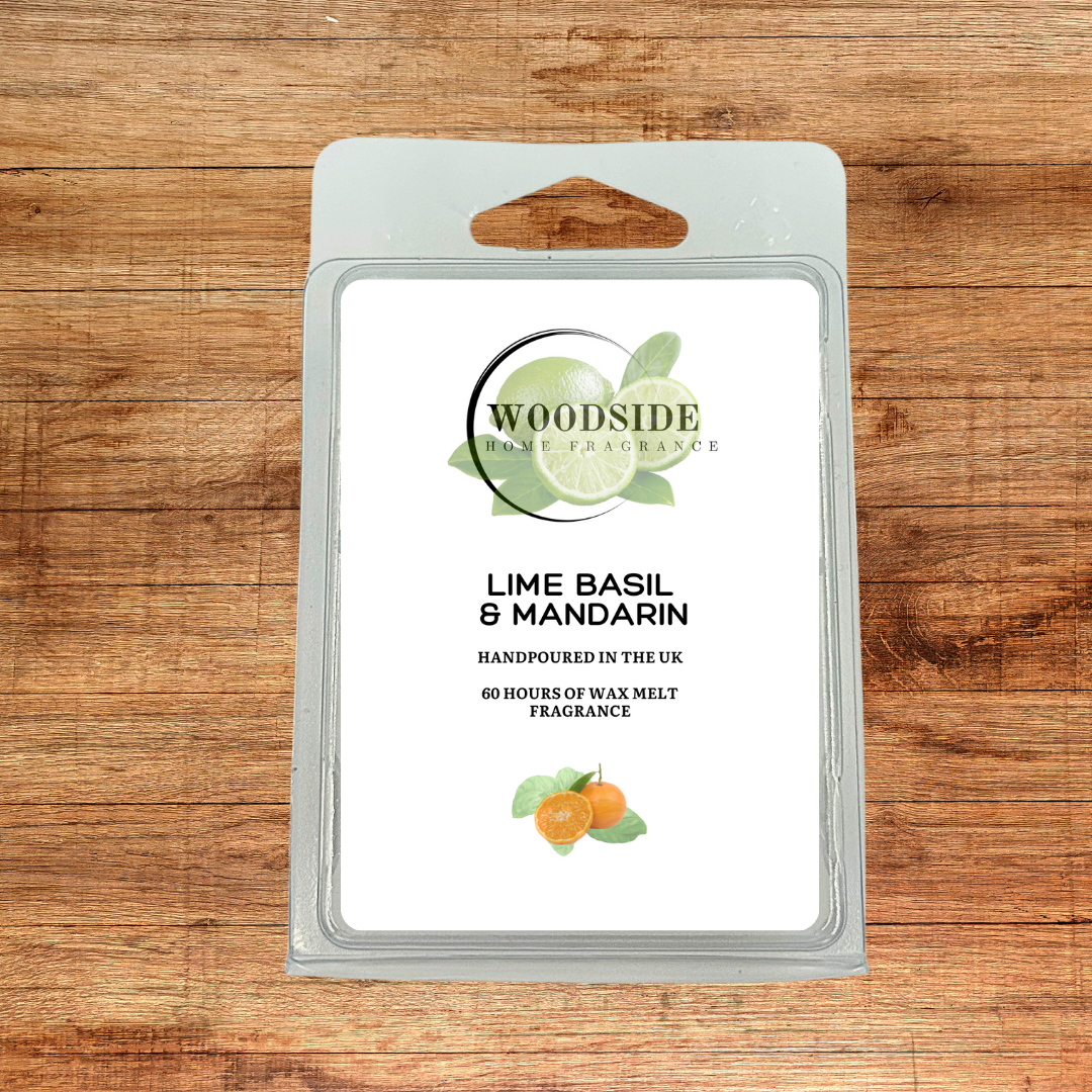 woodside home fragrance wax melt, lime basil and mandarin