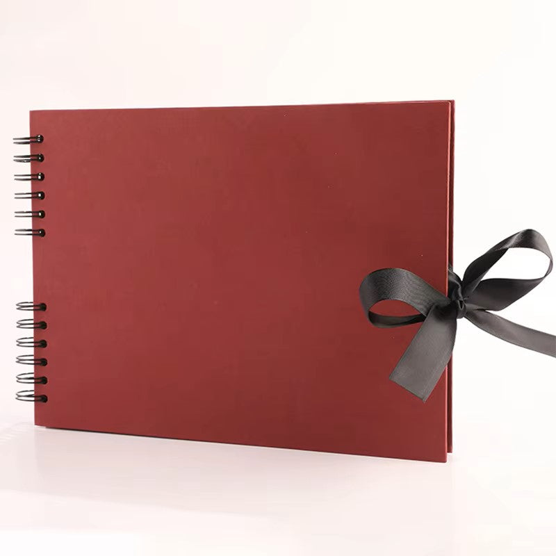 Woodside Home Living Ribbon Tie Scrap Book Style Photo Album 29cm x 21.5cm - Various Colours burgundy