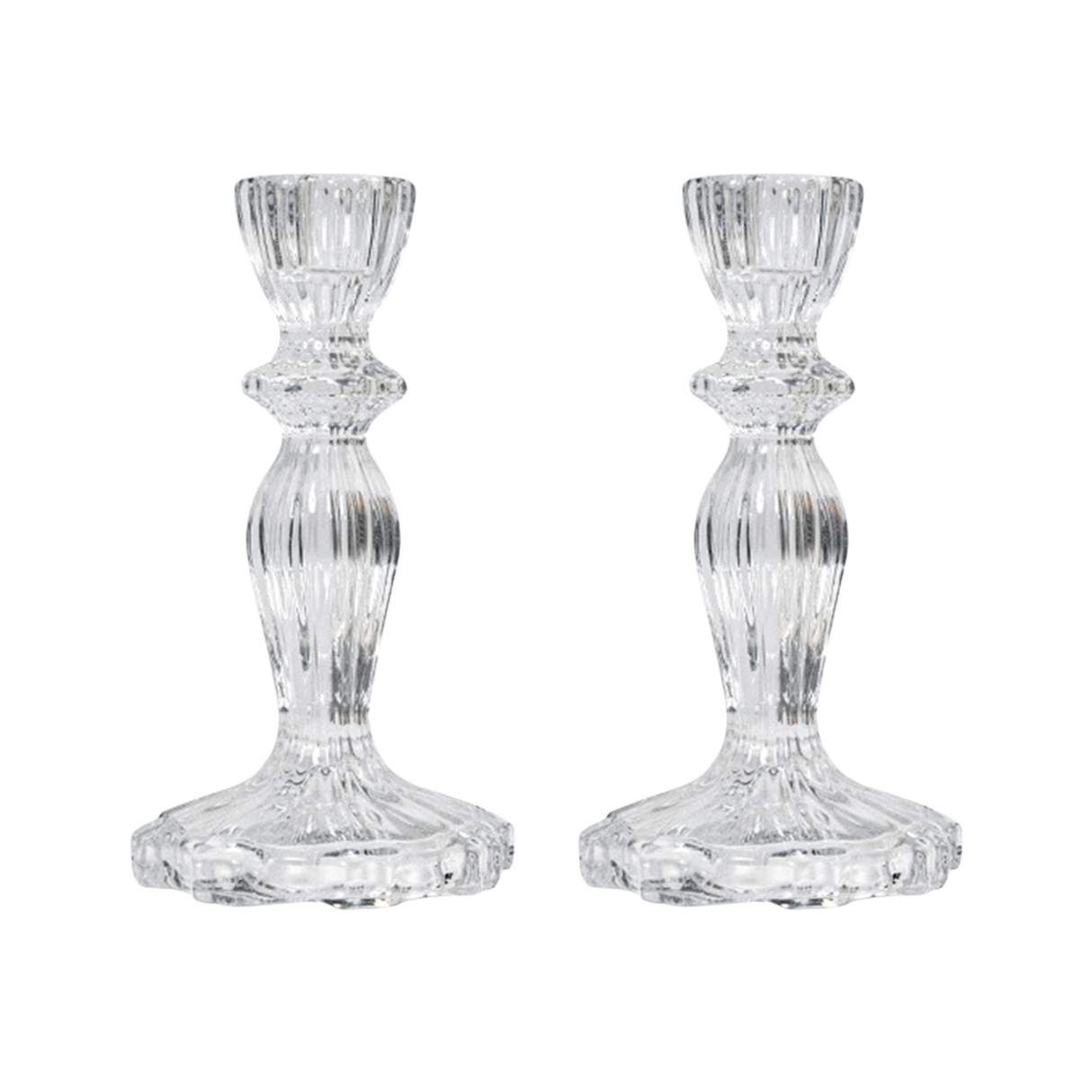 Glass Dinner Candle Holder Ribbed Design - Various Sizes
