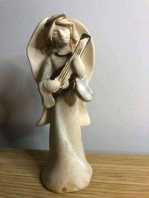 Christmas Decoration - Angel Playing Mandolin Ceramic Figurine