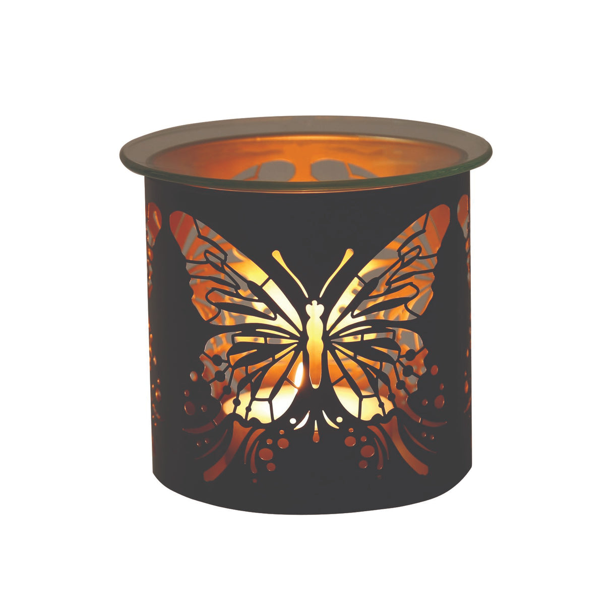 Aroma Metal Silhouette Wax Melt Burner/Candle Holder - Black & Gold Butterfly