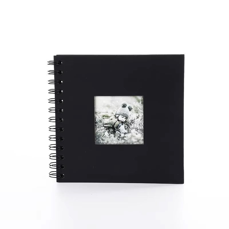 Woodside Home Living Spiral Bound Scrap Book Style Photo Album 17cm x 17cm - black