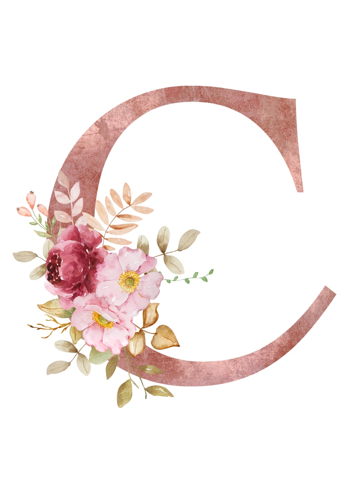 Personalised Tote Bags - Pink Floral Initial Design (A-Z)