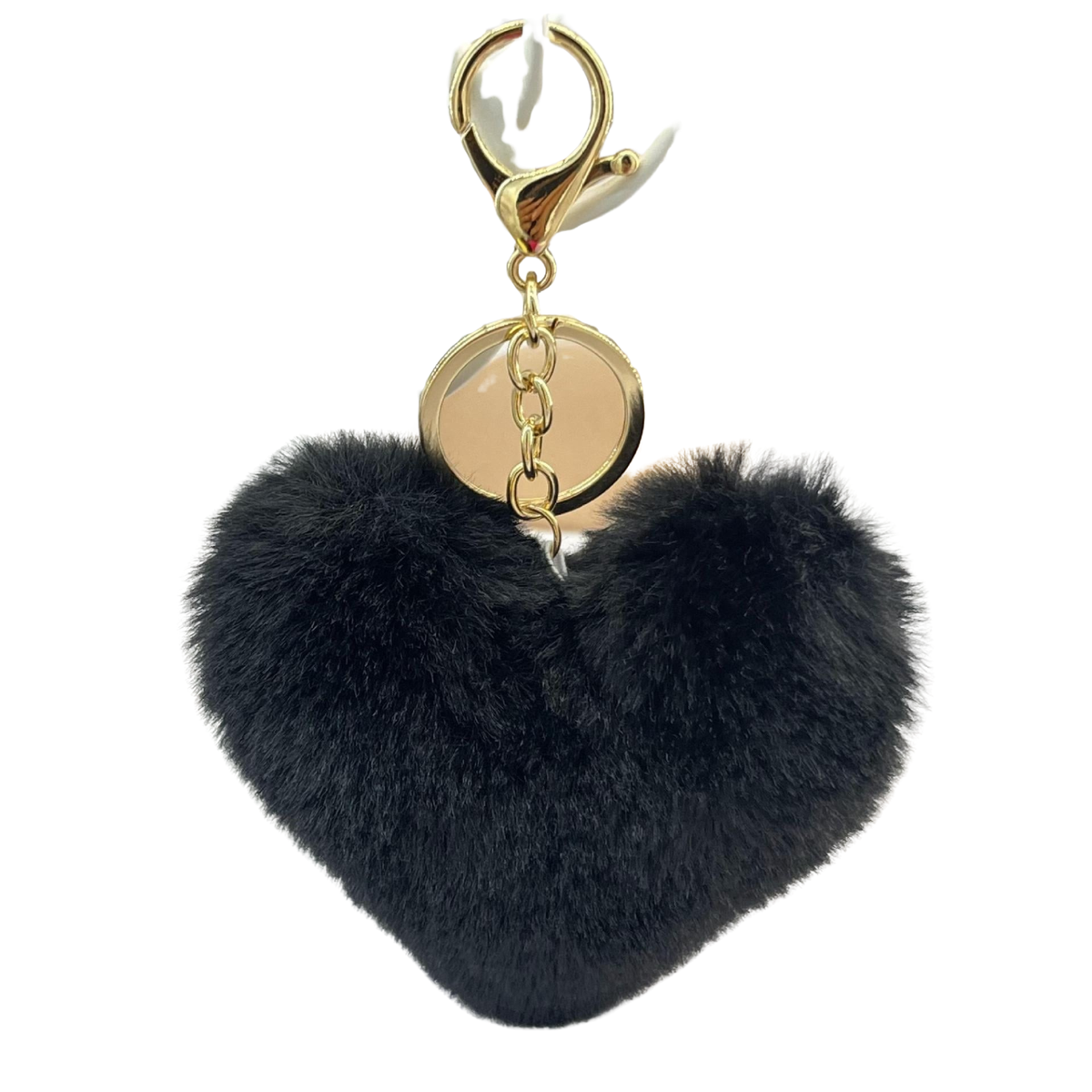 Fluffy Heart Keyring - Black