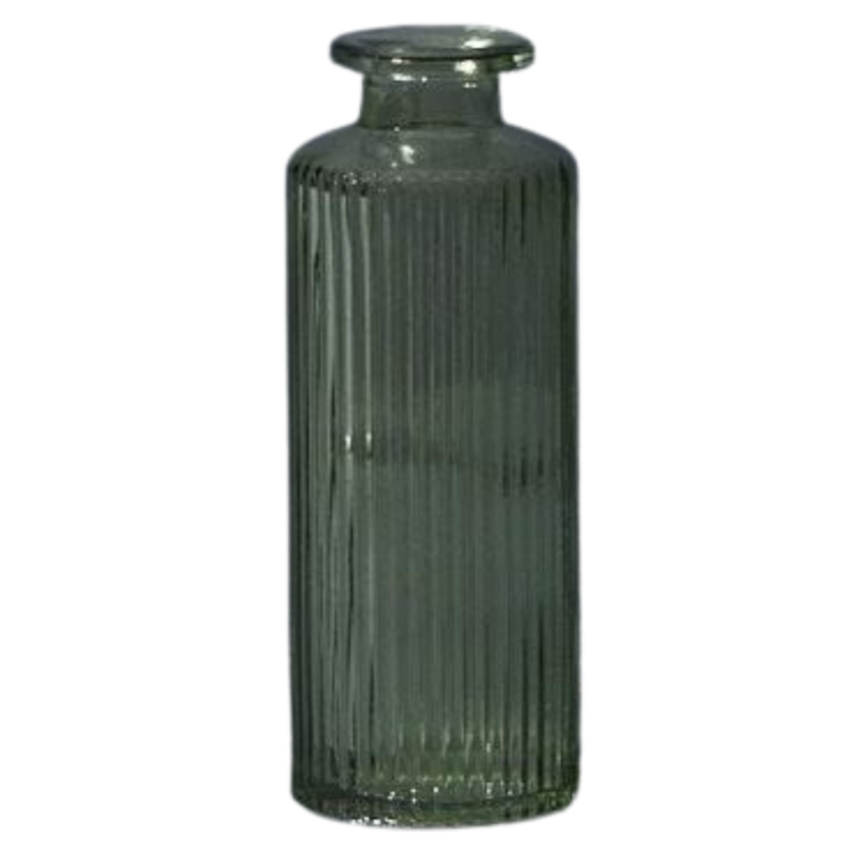 Satchville Ribbed Glass Bottle Vases 13cm - Vintage Green