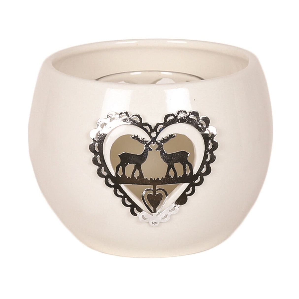 Aroma Candle Holder with Festive Metallic Icon - reindeer