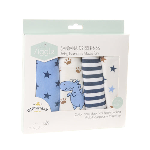 Ziggle Baby Bandanna Dribble Bib Set - Dino & Stars