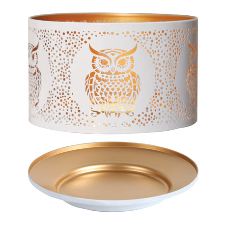 Aroma Jar Candle Metal Silhouette Shade & Tray Set Owl Design - Various Colours
