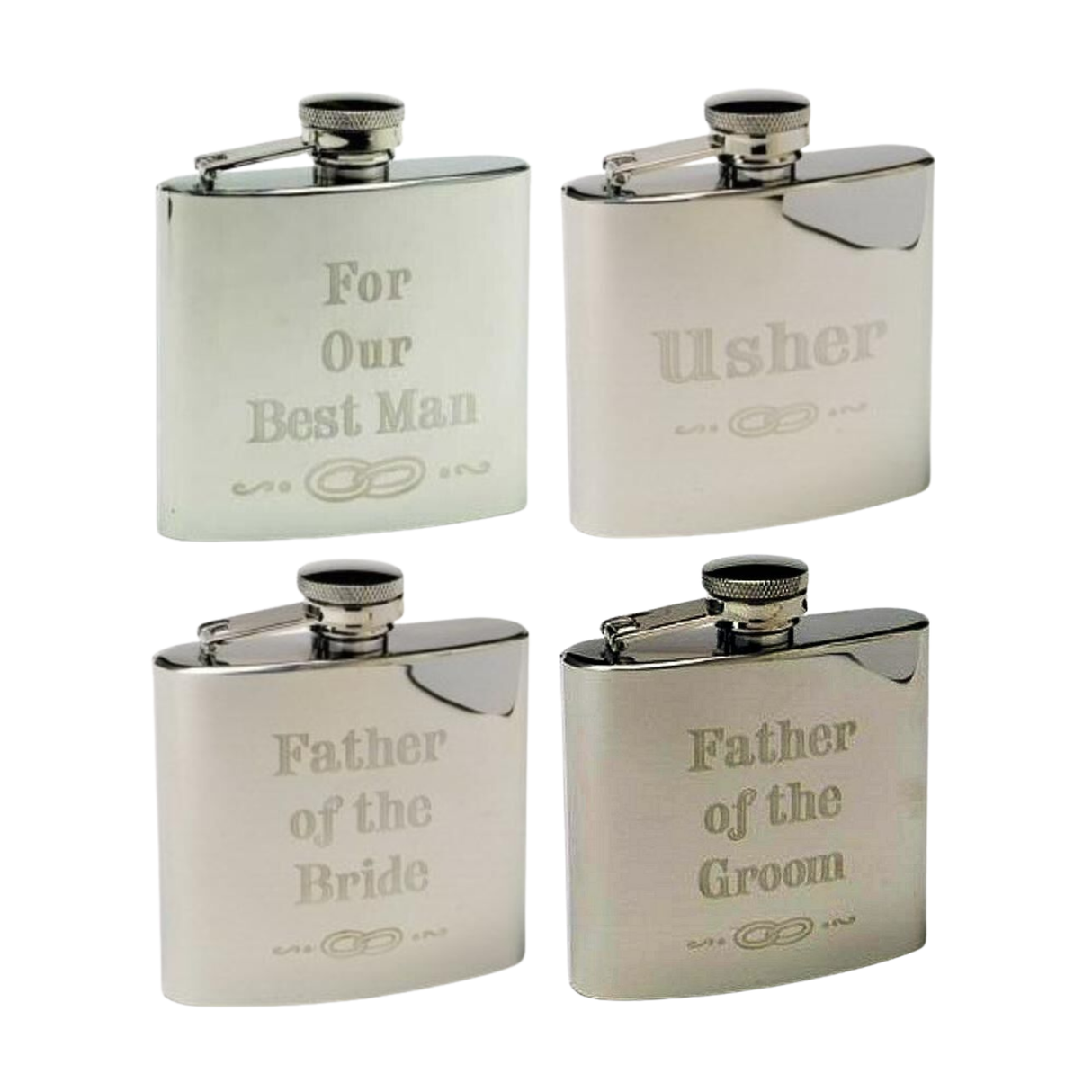 Harvey Makin 4oz Stainless Steel Hip Flask - Wedding Designs