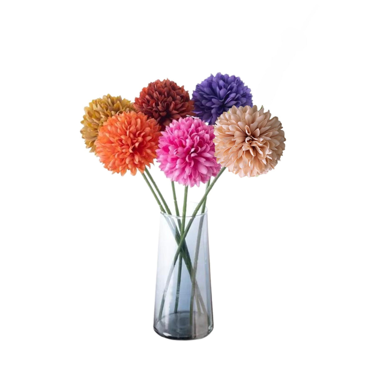 Woodside Home Living 6 Artificial Chrysanthemum Ball Flowers multicoloured