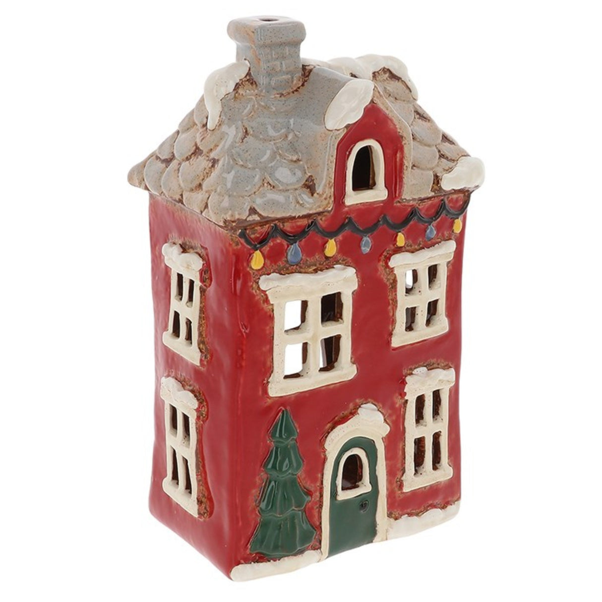 Village Pottery Christmas Dormer House Candle Holder
