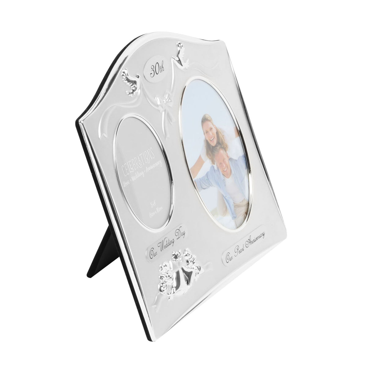 Celebrations Two Tone Silver Plated Double Photo Frame - 30th Anniversary
