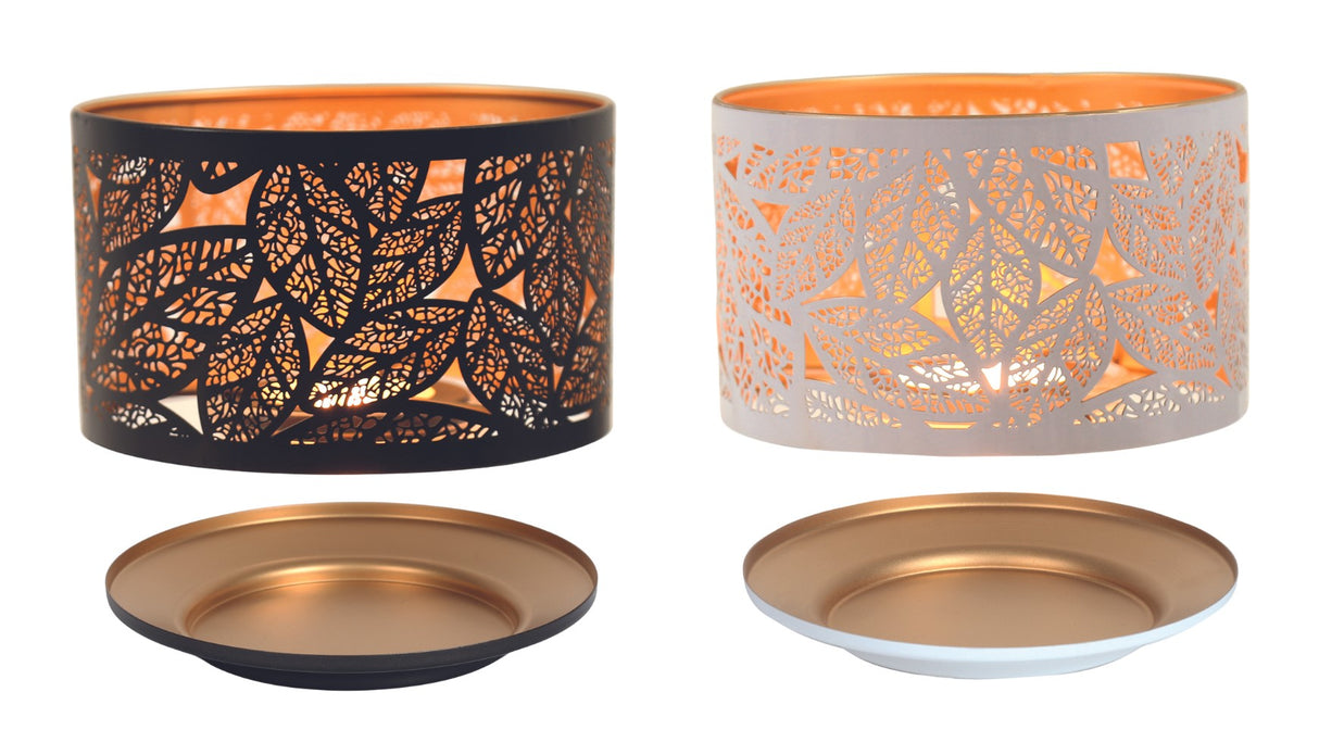 Leaves design Silhouette Large Candle Lamp Shade & Plate set