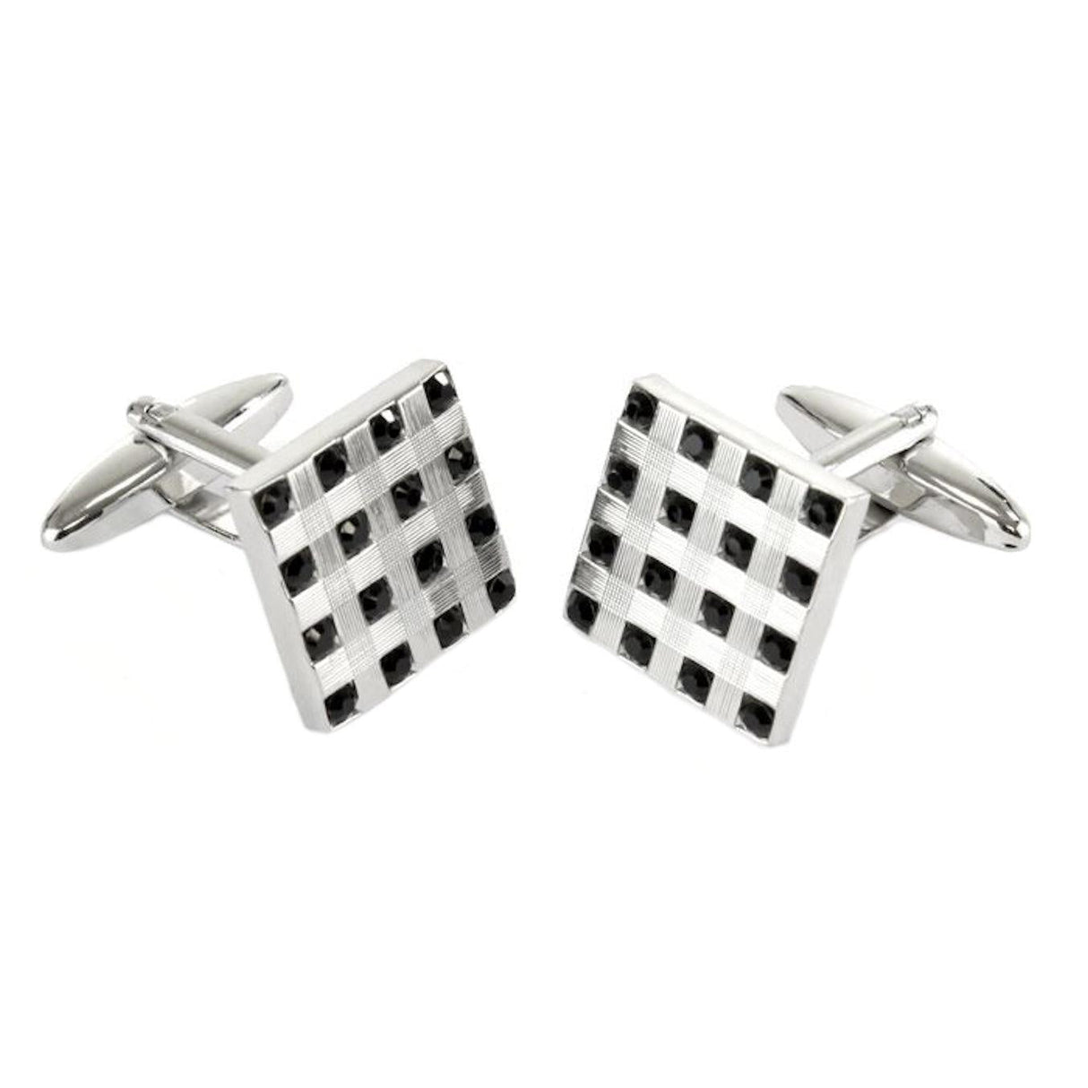 Diamante Mens Dress Cufflinks - Pink Black or Blue