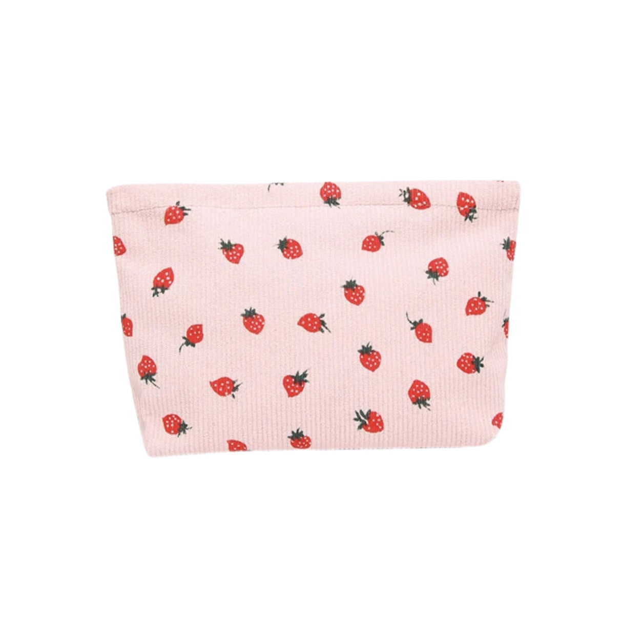 Strawberry Print Corduroy Cosmetic Makeup Bag