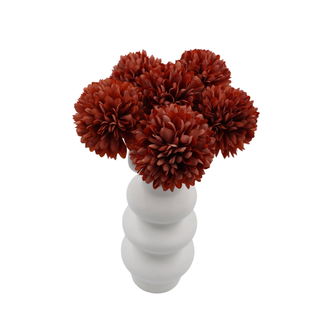 Woodside Home Living 6 Artificial Chrysanthemum Ball Flowers dark orange