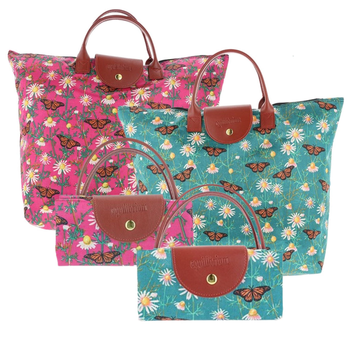 Equilibrium Butterfly & Daisy Design Wipeable Foldable Bag - Various Colours