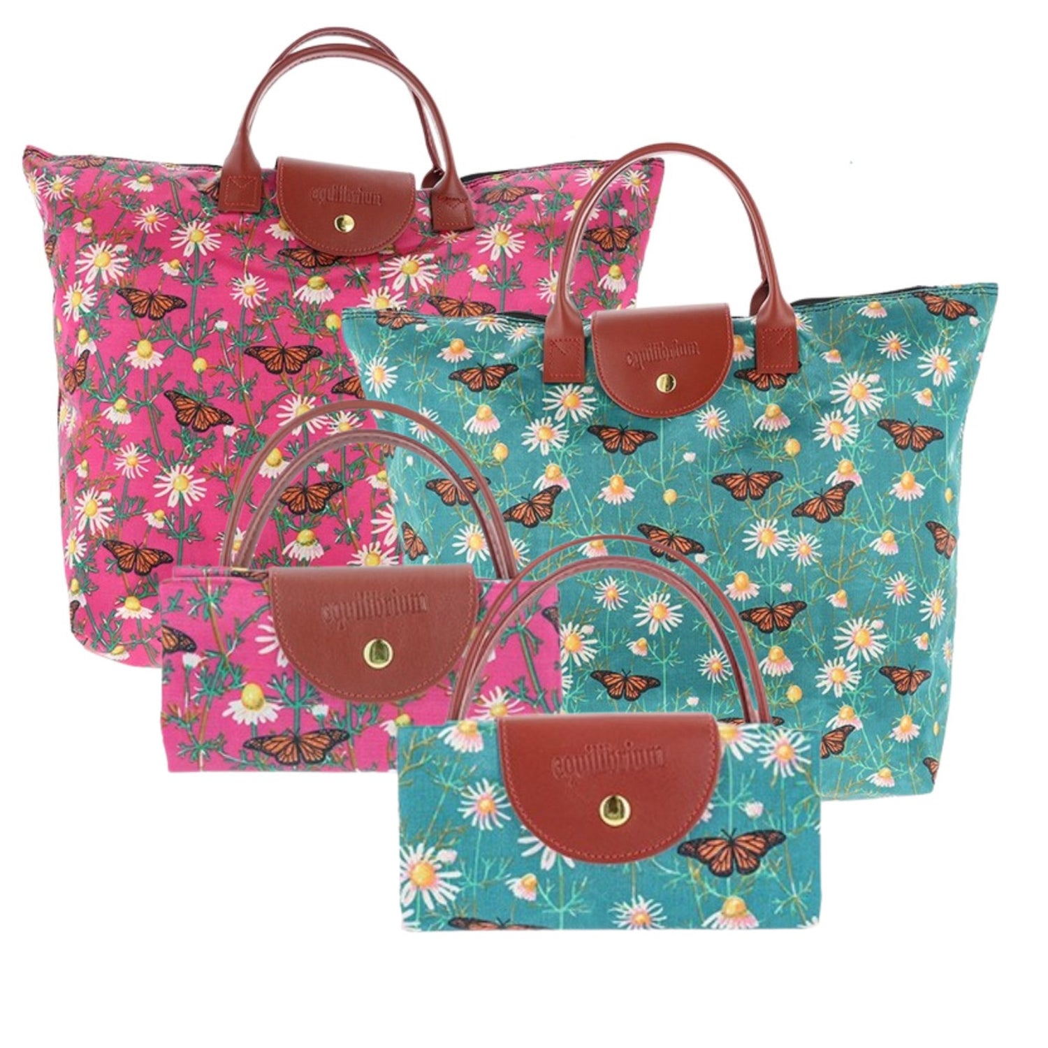 Equilibrium Butterfly & Daisy Design Wipeable Foldable Bag - Various Colours