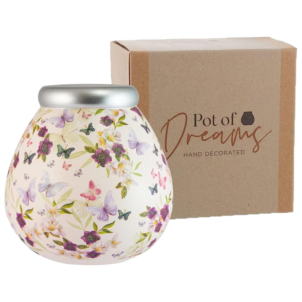 Pot of Dreams Money Box Savings Jar - Floral Butterfly