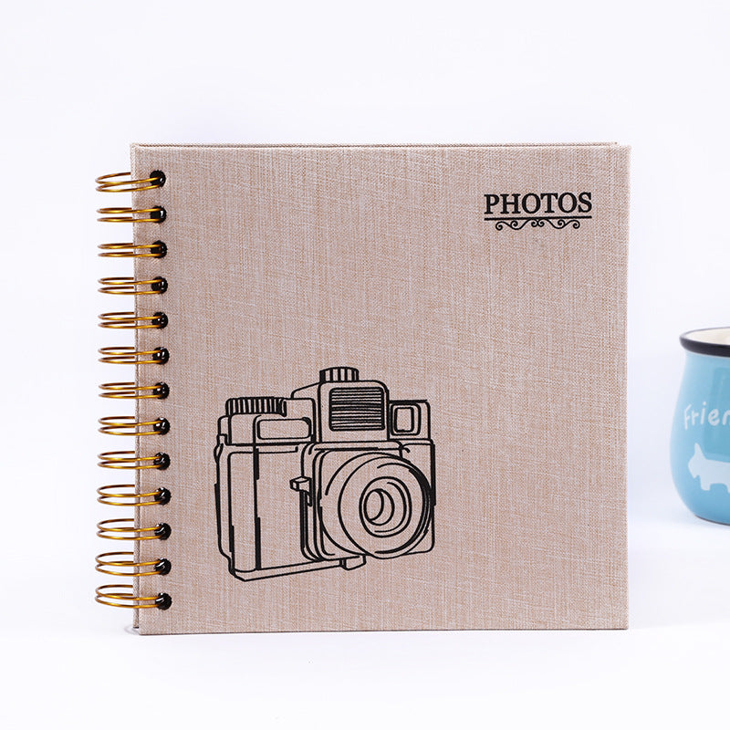 Woodside Home Living Linen Cover Scrap Book Style Photo Album 17cm x 17cm - beige