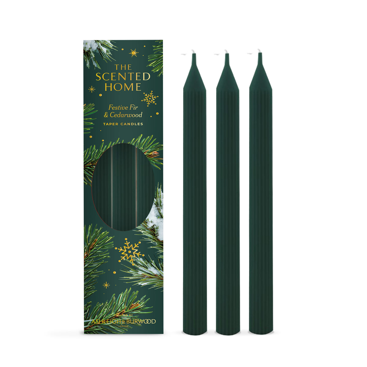 Ashleigh & Burwood Scented Home Pack of 3 Dinner Candles - Festive Fir & Cedarwood