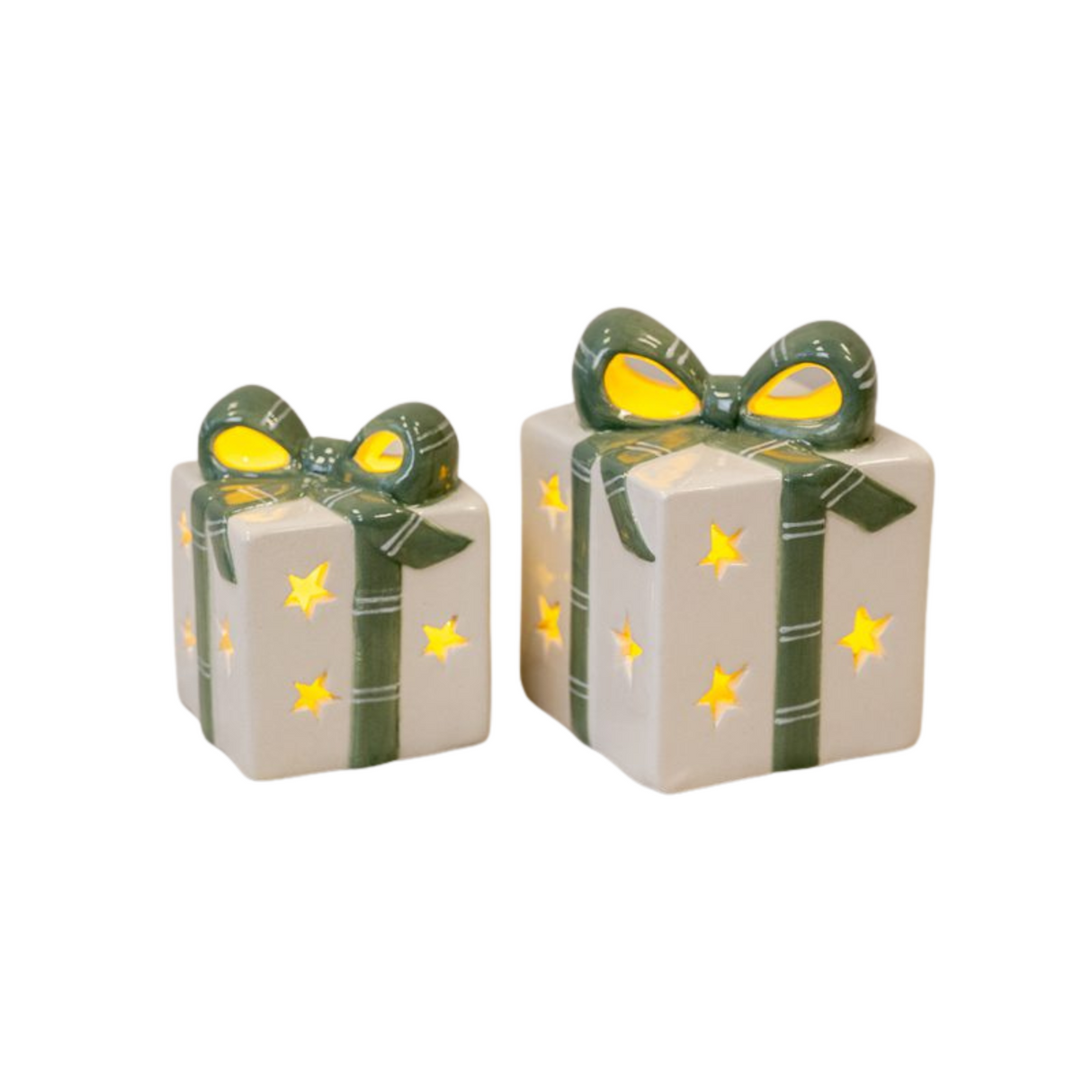 White/Green Ceramic Present with LED