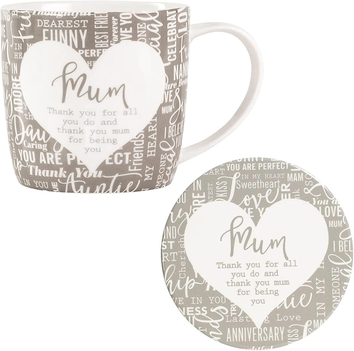 mug and coaster set mum design