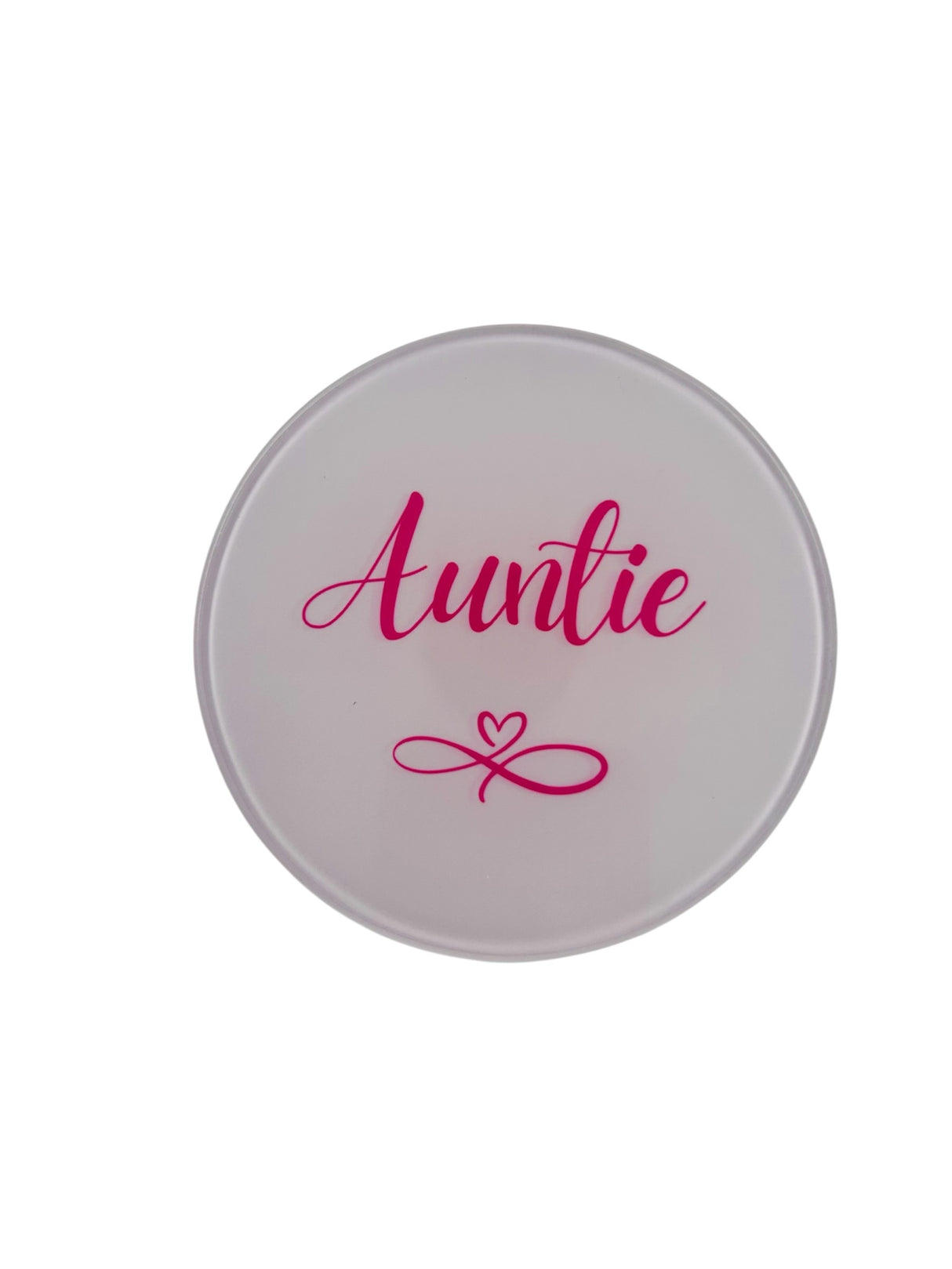 Woodside Home Living - Auntie Heart Round Glass Coaster