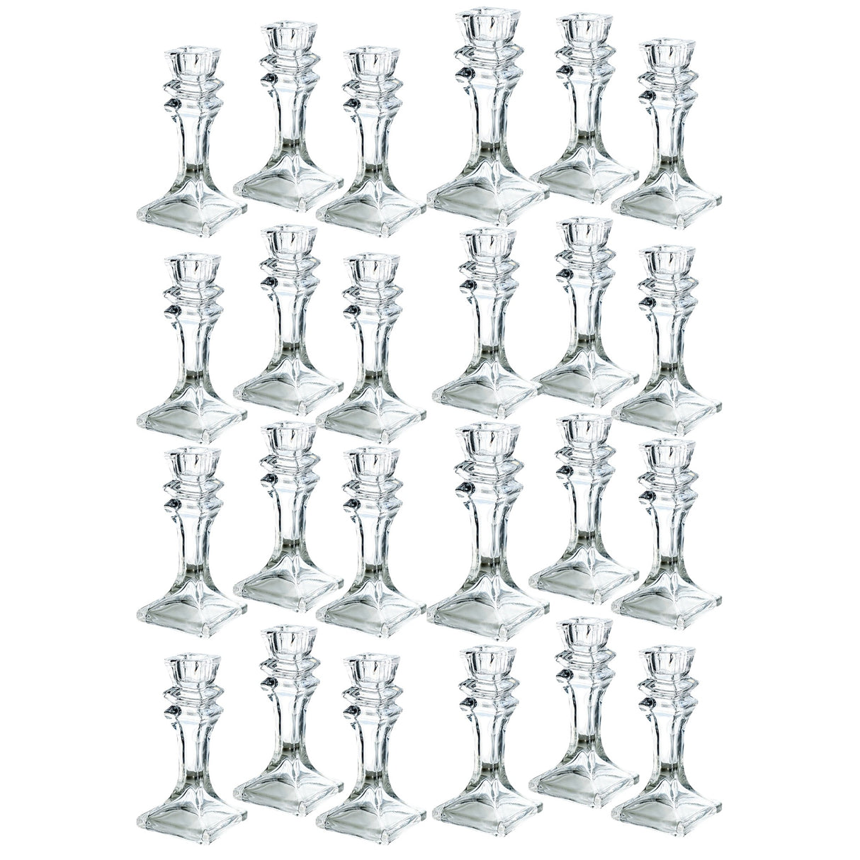 Woodside Home Living Square Base Clear Glass Candle Holders - Various Sets