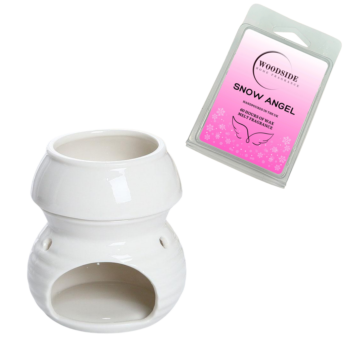 Woodside Home Living - Wax Melt Burner Crusader Exclusive - White, snow angel
