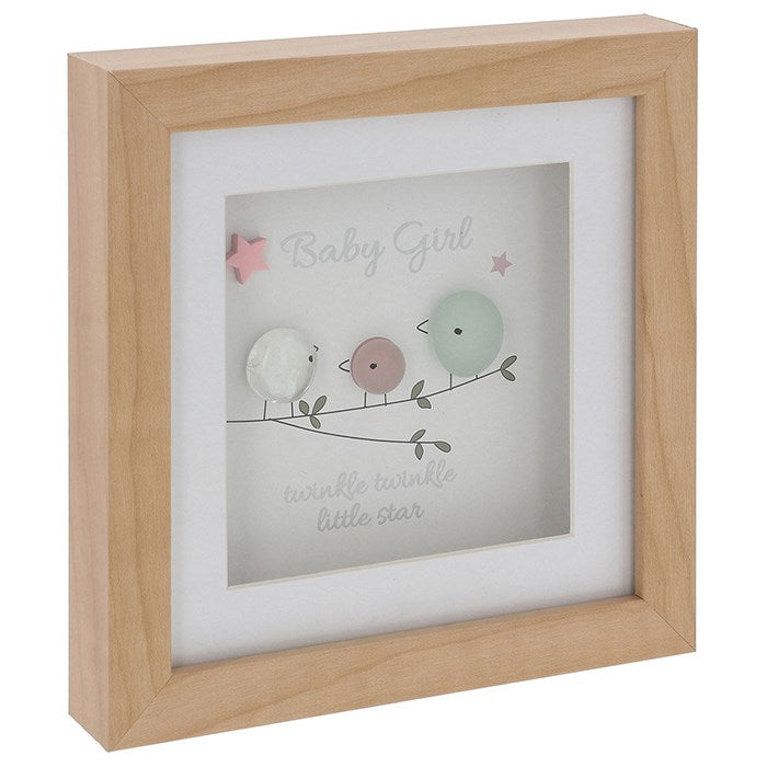 Pebble Glass Square Plaque - Baby Girl