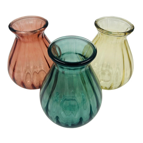 Pale Glass Medium Flute Vase - Set of 3