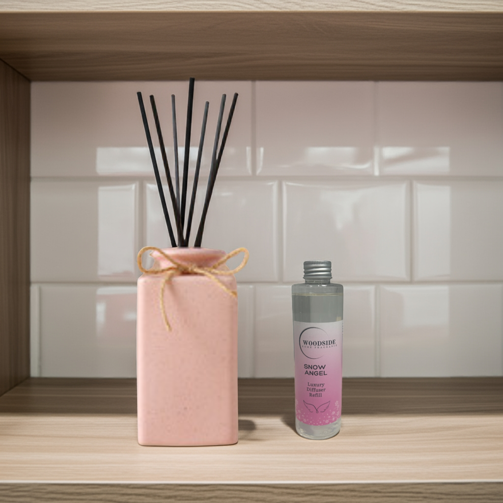 Woodside Pink Pastel Ceramic Reed Diffuser Vase with Woodside Luxury Refill