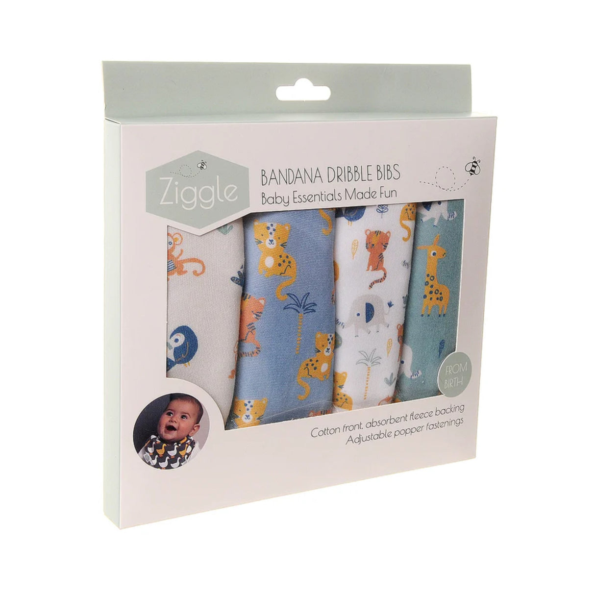 Ziggle Baby Bandanna Dribble Bib Set - Savanna Animals