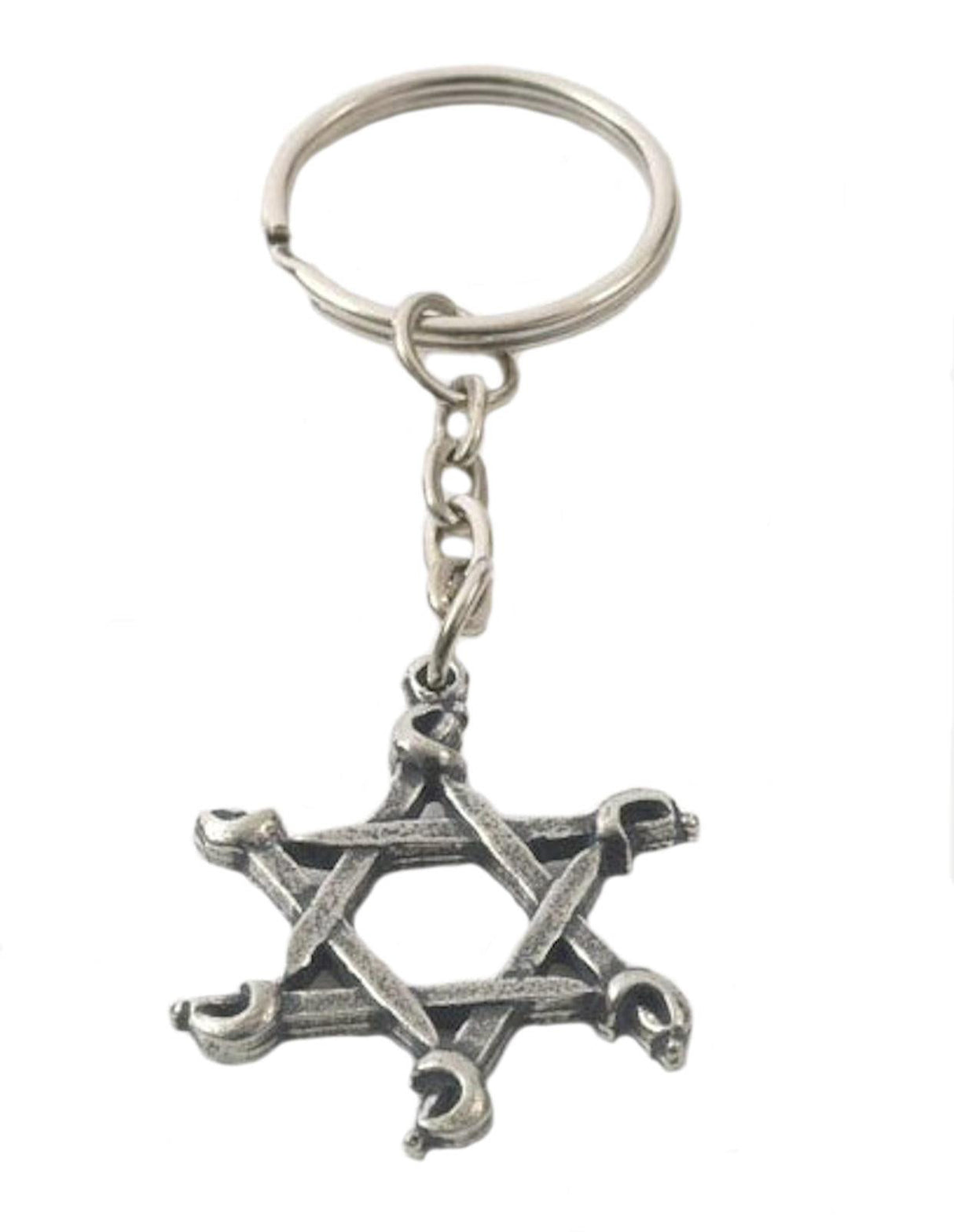 English Pewter Keyring - Swords Star