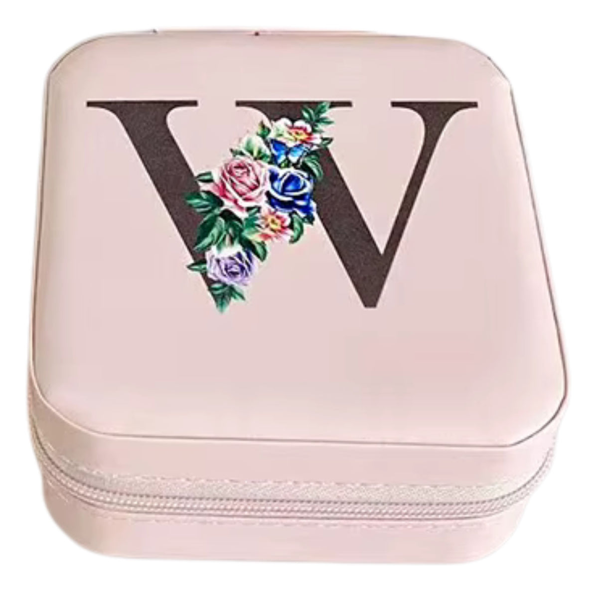 Krystina's Collection Pink Travel Jewellery Box with Floral Initial - Various Letters
