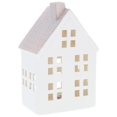 China White Christmas LED Light-Up Medium House - Grey