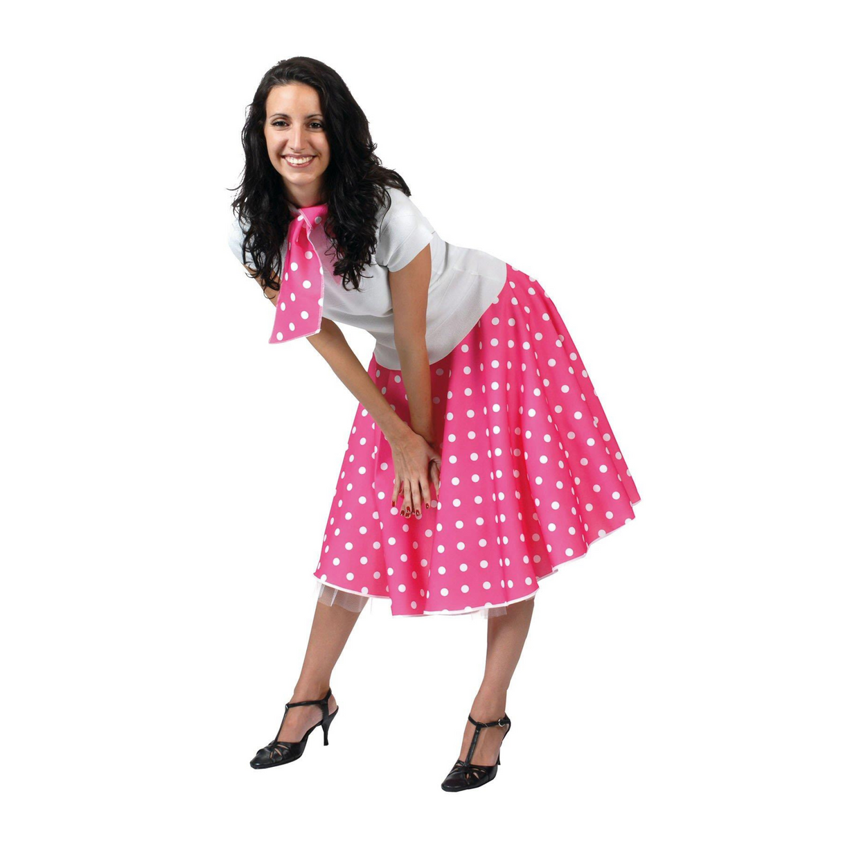 Fifties Rock 'N' Roll Skirt & Scarf Fancy Dress Outfit