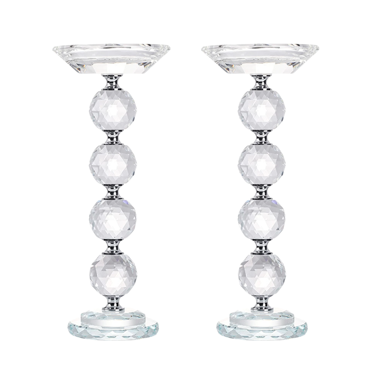 Glass Pillar Candle Holder Crystal Ball Design - Various Sizes