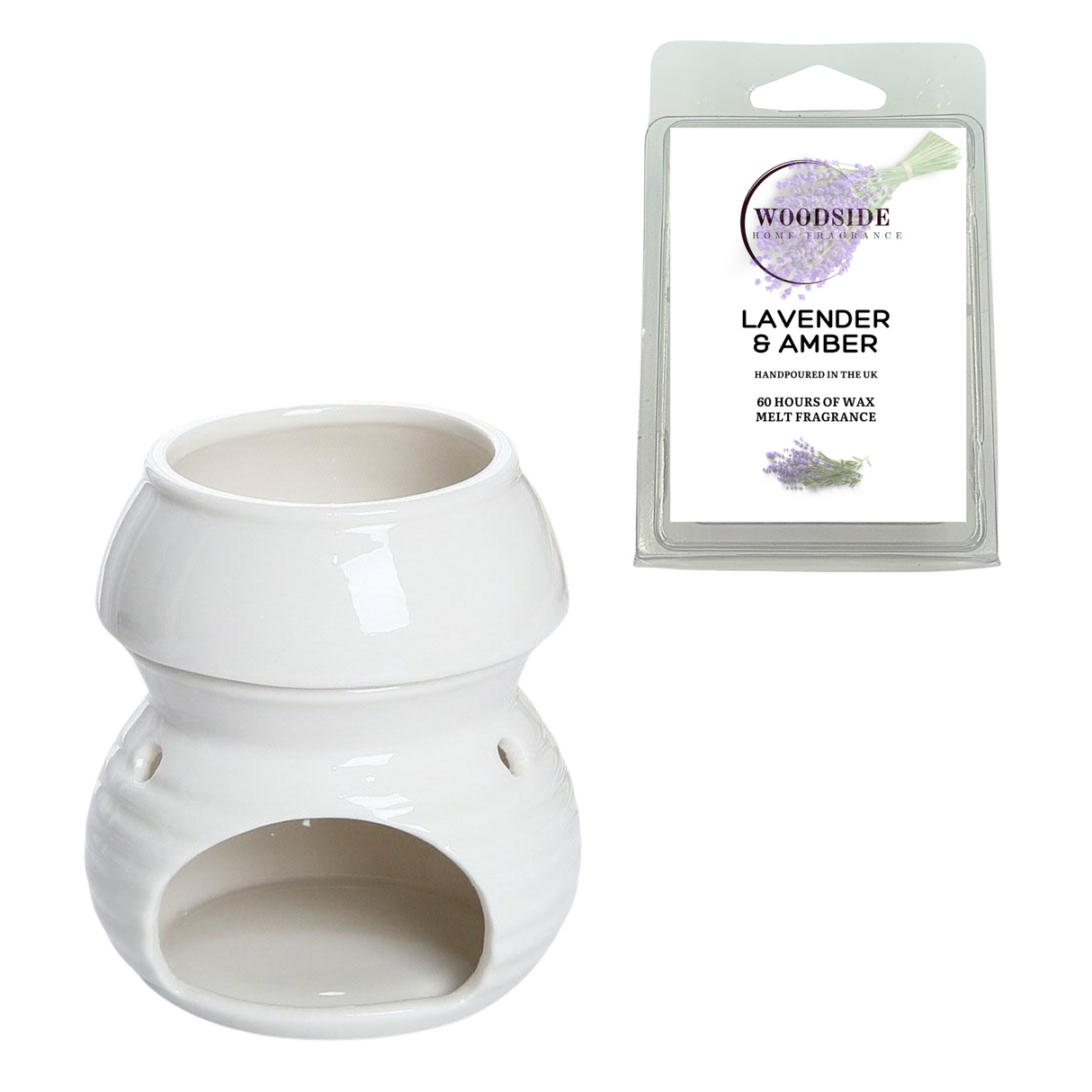 Woodside Home Living - Wax Melt Burner Crusader Exclusive - White, lavender and amber