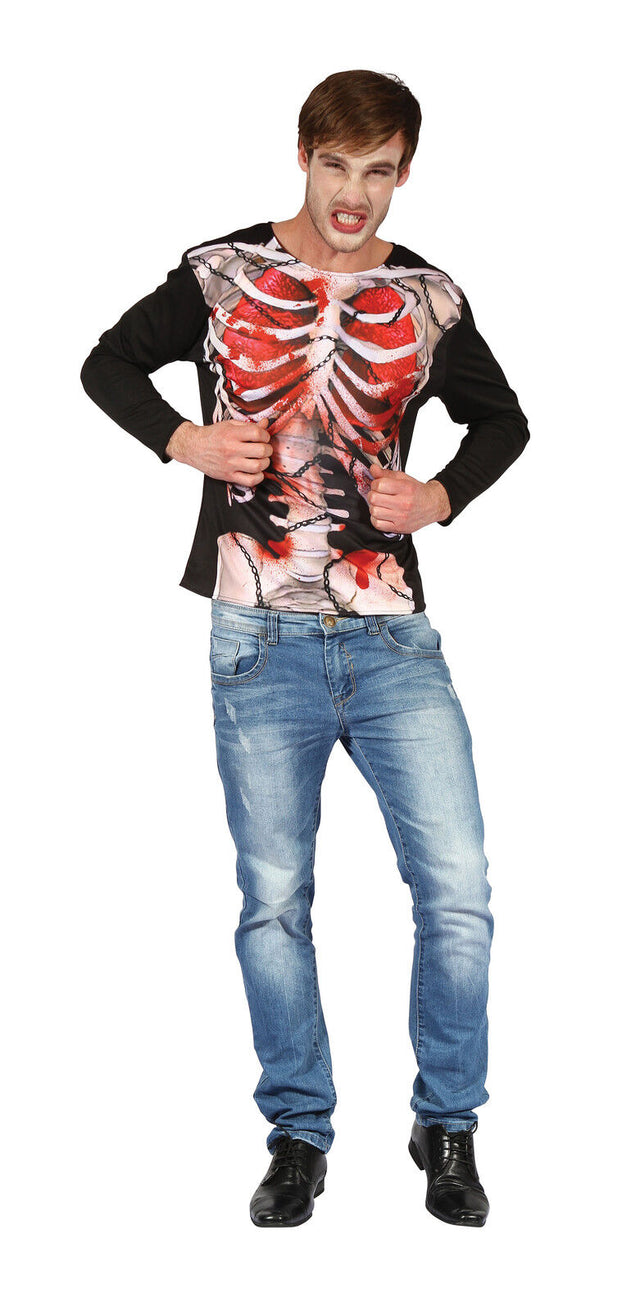 Skeleton Chained 3D Print Long Sleeved Top (One size)