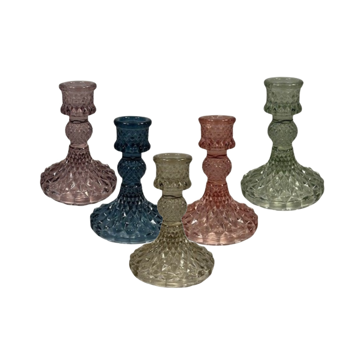 Satchville Glass Dinner Candle Holders - Various Colours