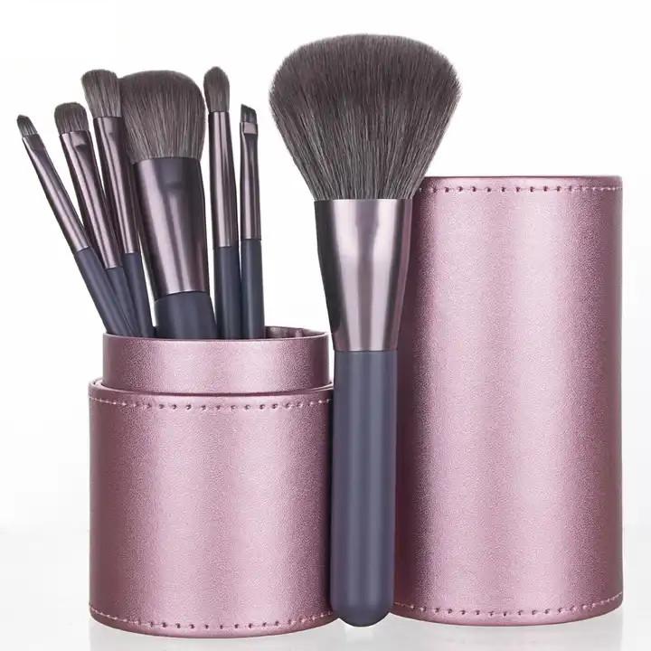 7 Piece Travel Make Up Brush Set in Cylinder Case - Various Colours