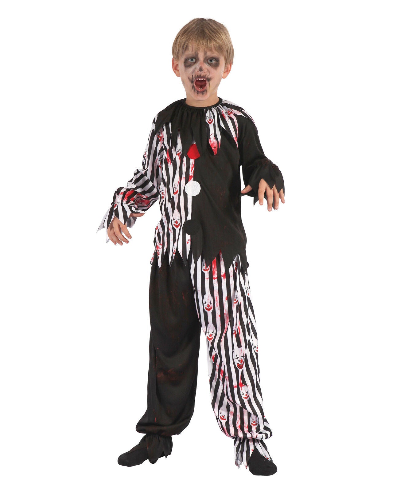 Childs Harlequin Bloody Clown Fancy Dress Costume Age 5-7 Years