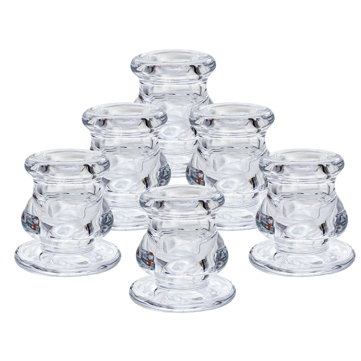 Woodside Home Living Clear Glass Candlestick Holders - Set of 6