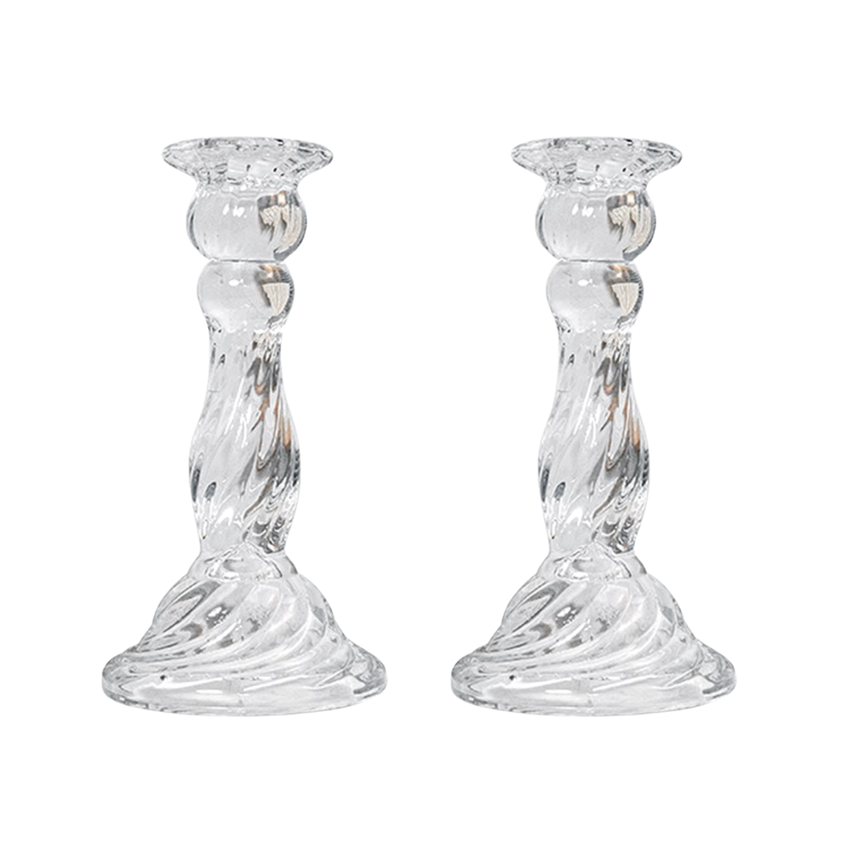 Woodside Home Living Clear Swirl Glass Candle Holders - Various Sets