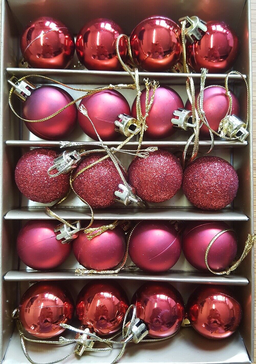 Christmas Tree Shatterproof Baubles in Red Gold or Silver in Various Sizes