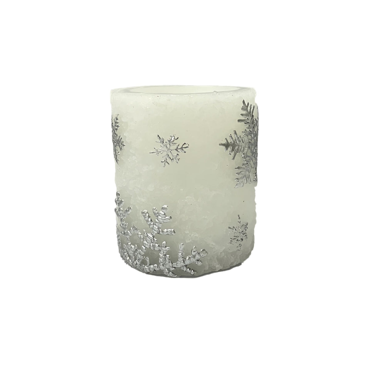 Christmas LED Pillar Candle with Embossed Snowflake 10cm
