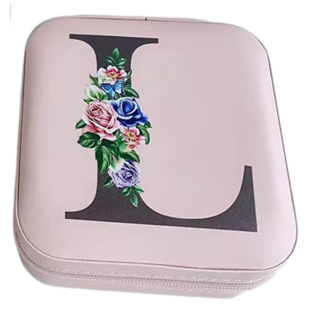 Krystina's Collection Pink Travel Jewellery Box with Floral Initial - Various Letters
