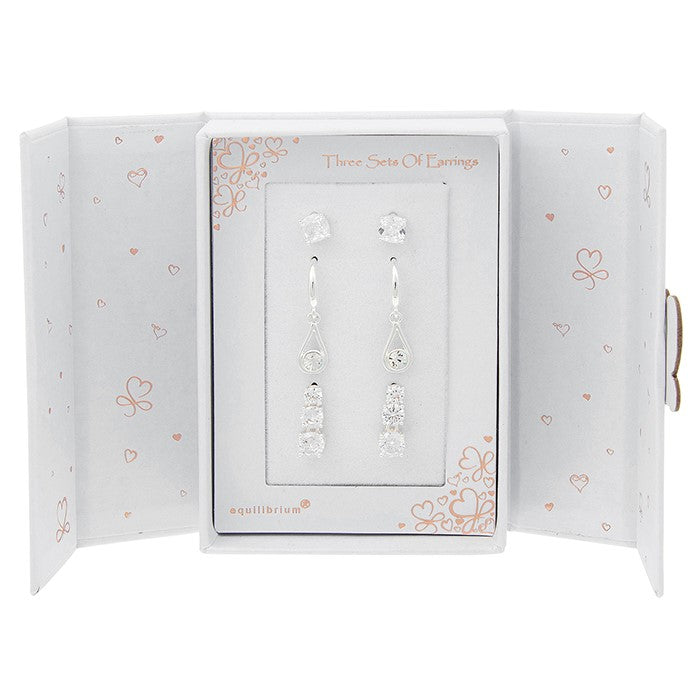 Equilibrium Silver Plated Earrings Gift Set - Sparkle